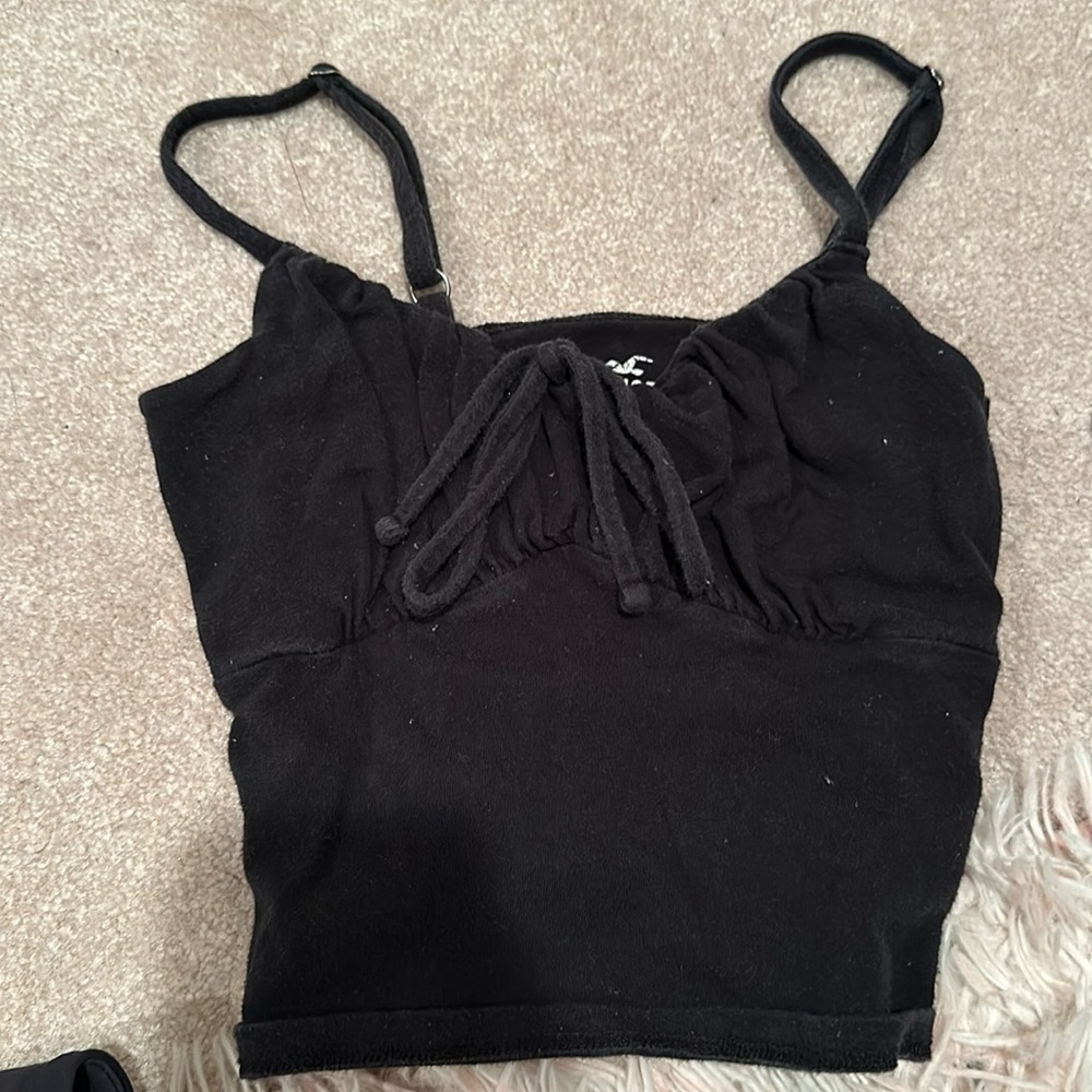 Hollister Black Front Tie Bust Crop Cami